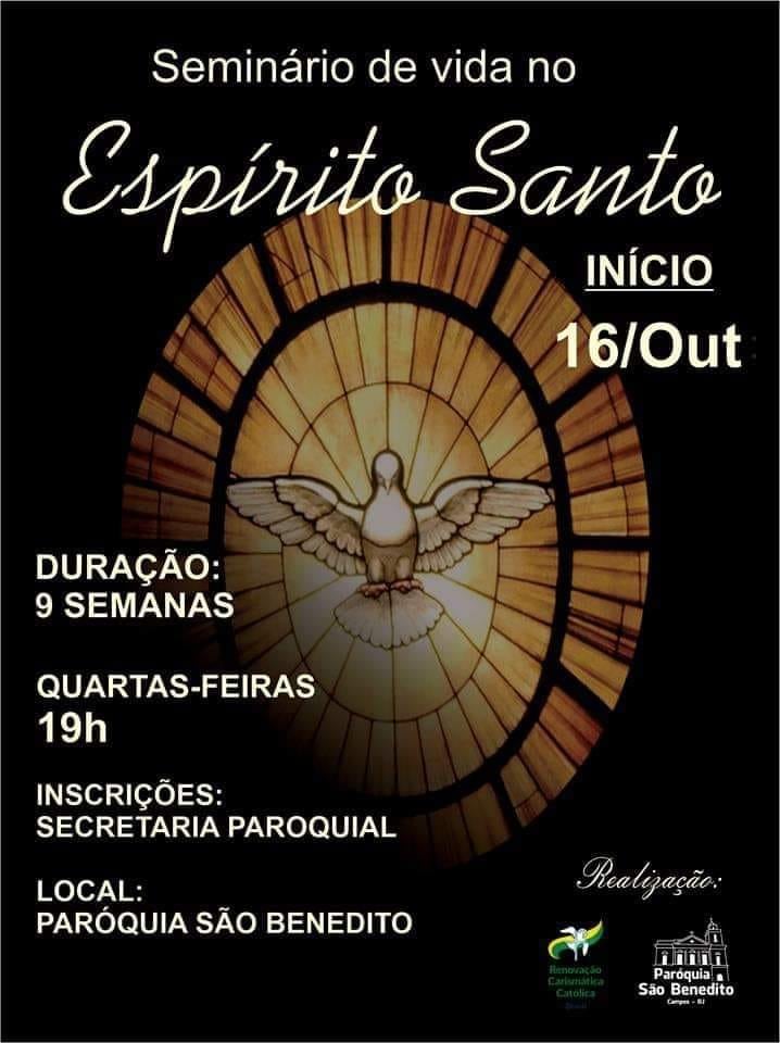 Inscrições abertas para Seminário de Vida no Espírito Santo na Paróquia São Benedito