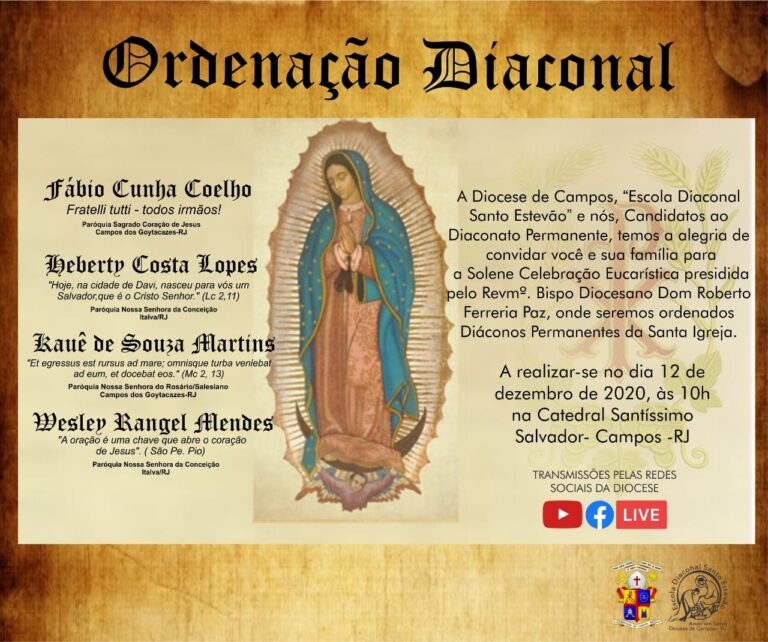 Diocese de Campos recebe quatro novos diáconos no dia de Nossa Senhora de Guadalupe