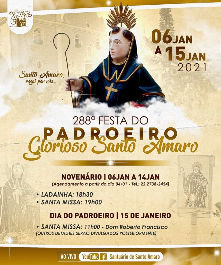 Celebrações da Festa de Santo Amaro acontecerão no Centro Pastoral