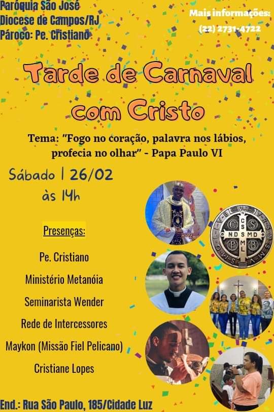 Paróquia São José promove Tarde de Carnaval com Cristo