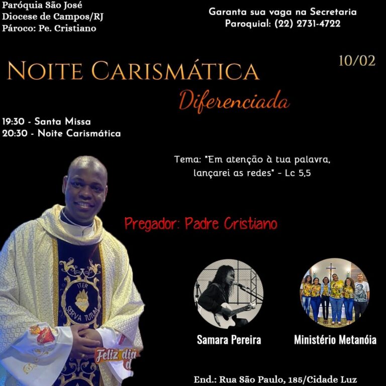 Paróquia São José promove Noite Carismática nesta quinta-feira