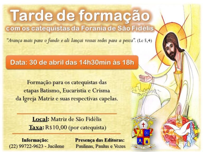 Formação para catequistas na Forania São Fidelis neste sábado