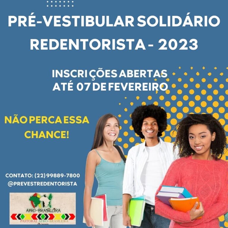 Abertas inscrições para Pré-vestibular Solidário Redentorista